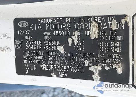 2008 Kia Sportage Lx V6 z USA, uszkodzony, nr VIN KNDJE723187518711